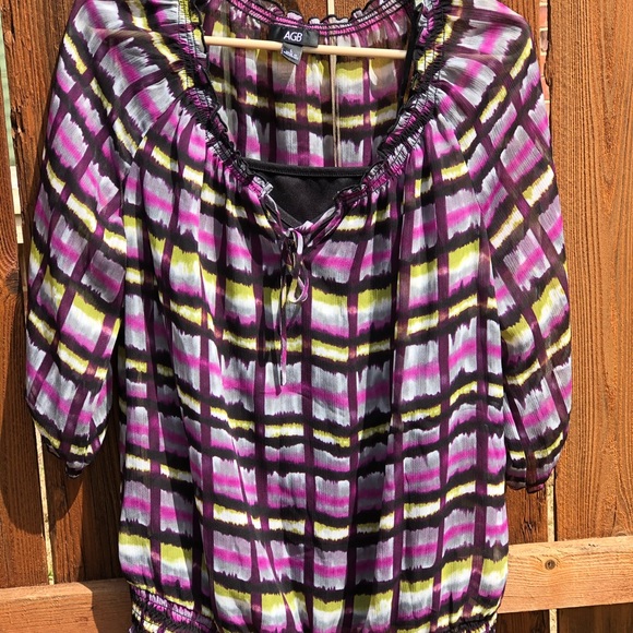 AGB Blouse 3/4 Sleeves with attached Black Cami, Large, EUC, pet/smoke free home - Picture 15 of 15